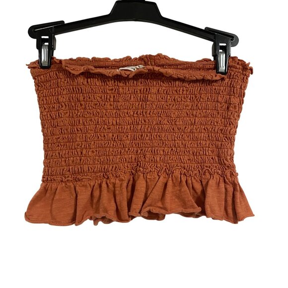 Free People Babe Smocked Rust Tube Top Size S - Picture 2 of 8
